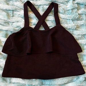 Madewell Black Ribbed Cropped Layered Top